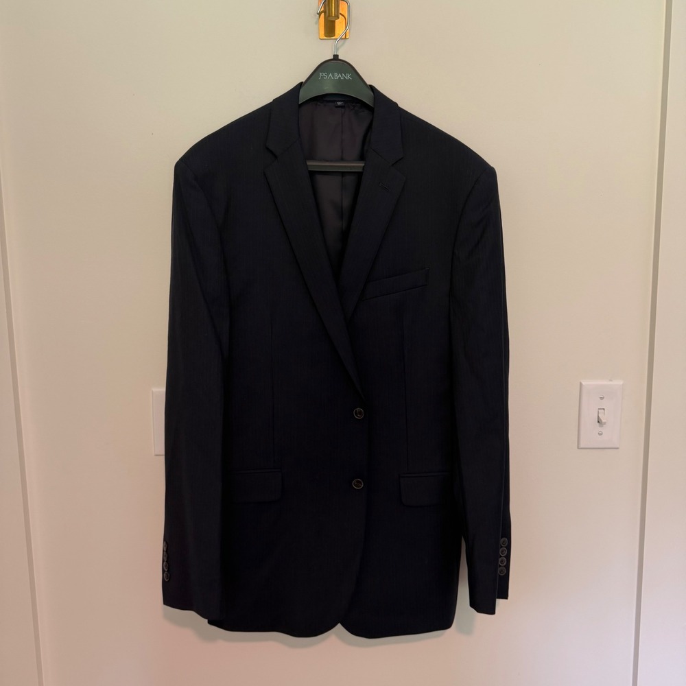Jos. A. Bank 1905 Slim Fit Suit Mens 44L 38W Navy Blue Pinstripe 2 Piece Set